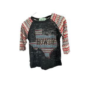 Southern Grace Girls Printed Burnout Howdy Texas T-Shirt Youth Size 10-12Y